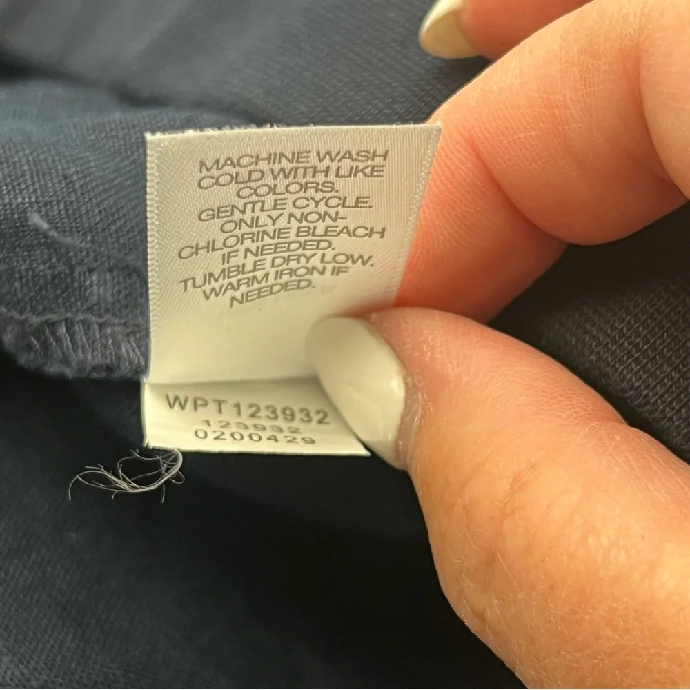 J. Jill Love‎ Linen Cropped Pants Womens Large Petite Navy Blue Pull On Pockets - Picture 4 of 13